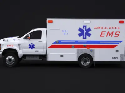 EMS Ambulance and Stretcher Collection 3D model