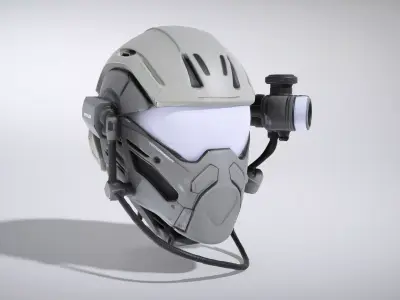 Futuristic Tactical Helmet with Night Vision Low-poly 3D model