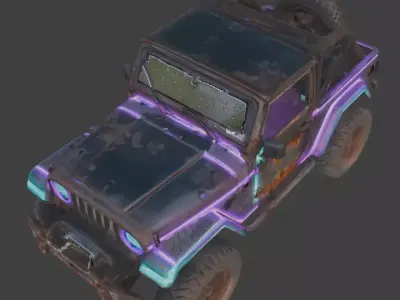 Cyberpunk Rusty Off Road Monster Truck 3D Model V04 Low-poly 3D model