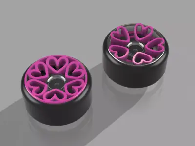 Custom HEART WHEELS in HW scale 3D print model