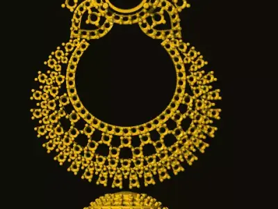 jumka gold plated jewelry 3D print model