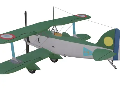 Biplane Fighter Bleriot SPAD S510 Low-poly 3D model