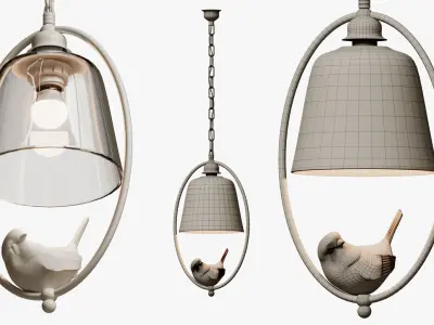 SUSPENDED LIGHT PROVENCE BIRD OVAL PENDANT 3D model