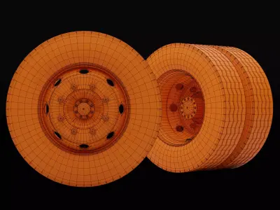 Truck wheels with LODs Low-poly 3D model