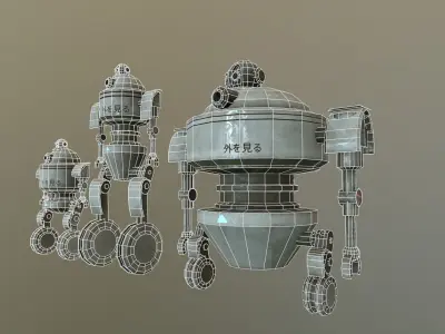 Observer 3 Robot Modelling Low-poly 3D model