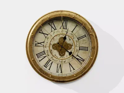 Ancient Golden Wall Clock 3D model