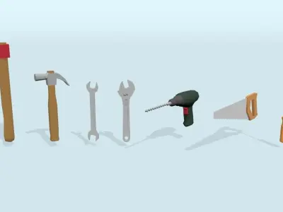 Low Poly Construction Tools Low-poly 3D model purchase