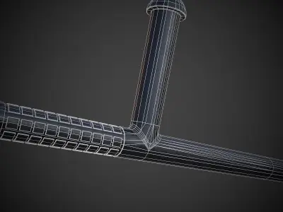 Tonfa metal bar Low-poly 3D model