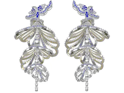 Antique Diamond Bird Jhumka Earring 3D print model