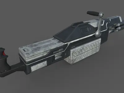 Futuristic minigun heavy weapon Low-poly 3D model