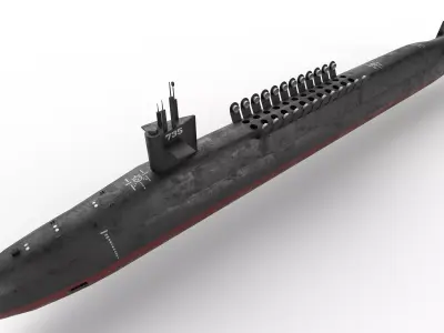 ohio class submarine lowpoly Low-poly 3D model