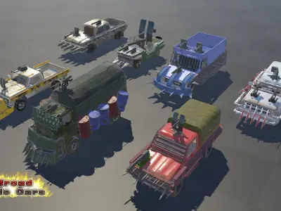 Unity Offroad Battle Cars Low-poly 3D model