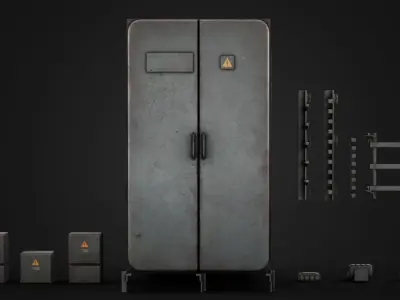 Old Electrical Boxes Set Low-poly 3D model