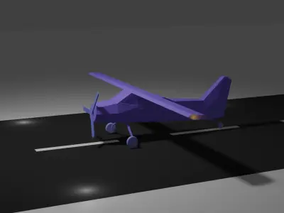 low poly aircraft plane flying on runway Free 3D model