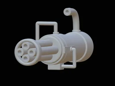 gatling gun 3d modeling Low-poly 3D model