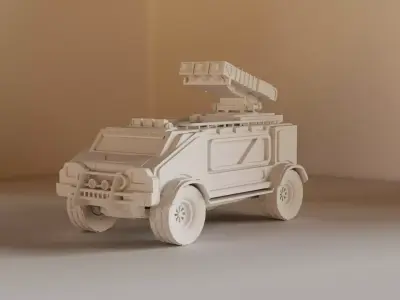 Sci-Fi military car Low-poly 3D model