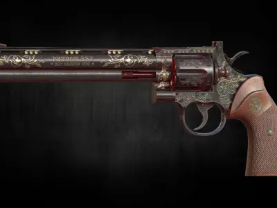 Python 357 low poly game ready Low-poly 3D model