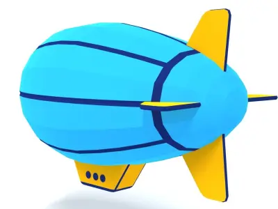 Low Poly Cartoon Zeppelin Low-poly 3D model