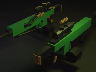 3d Game Ready Low-Poly Weapons two Low-poly 3D model