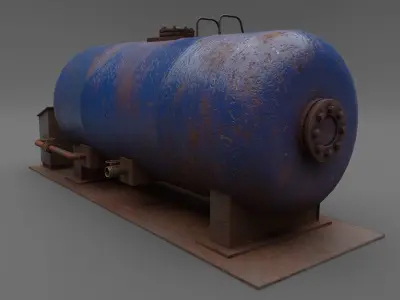 Abandoned Liquid Storage Low-poly 3D model