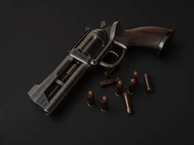 Horn Game Ready Revolver Low-poly 3D model