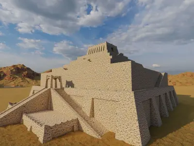Zigurat ancient pyramid-Ziggurat Temple 3D model 2