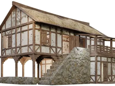 Medieval House 08 PBR 4K GameReady Low-poly 3D model