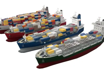 Feeder ship lowpoly Low-poly 3D model