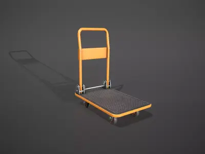 Folding Platform Truck - Trolley - Orange Low-poly 3D model