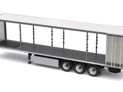 Semi Trailer Open Curtain 2 3D model