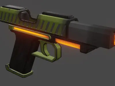 Sci-fi pistol Low-poly 3D model 4