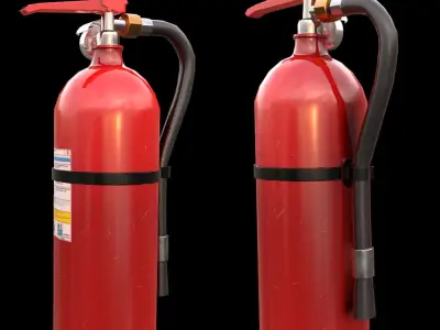 Fire Extinguisher game ready Low-poly PBR textures Low-poly 3D model