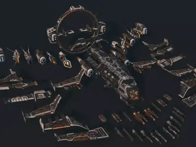 Spaceship 04 Modular Pack Low-poly 3D model
