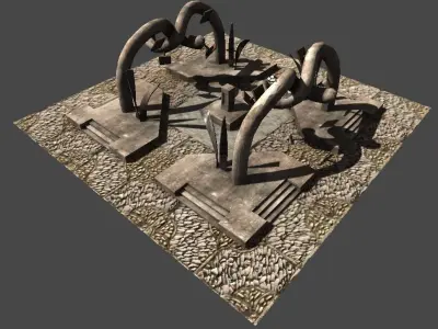 Memorial place Low-poly 3D model