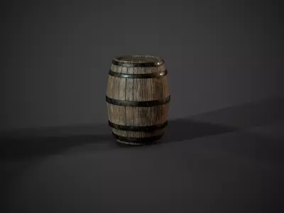 Old wooden barrel - PBR Game Ready Low-poly 3D model Low-poly 3D model