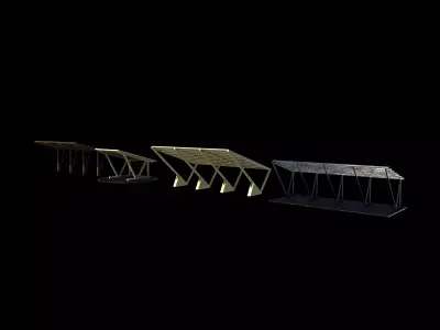 Carport Car Metall set 3D model