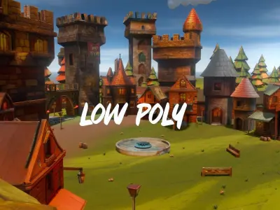 Stylized 49 Piece Rpg Town VR and Game Ready Asset Pack Low-poly 3D model