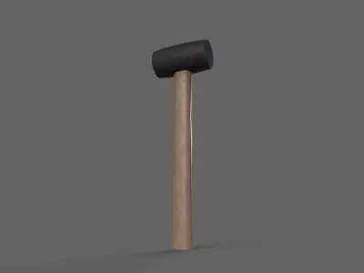 PBR Rubber Mallet Hammer Wood1 Low-poly 3D model