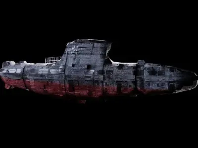 Lowpoly Gameready Submarine 3d Model PBR Textures Low-poly 3D model