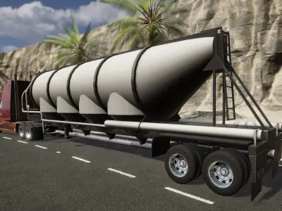 Semi Truck Trailer 07 - Bulk Commodity trailer Low-poly 3D model