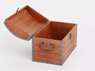 Chest - Vintage Wooden Treasure Trunk Rigged 3D model