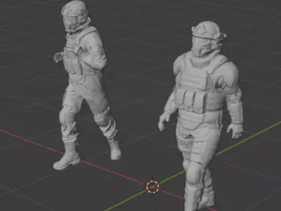 Soldier 3D model Game ready rigged with animation 3D model Low-poly 3D model