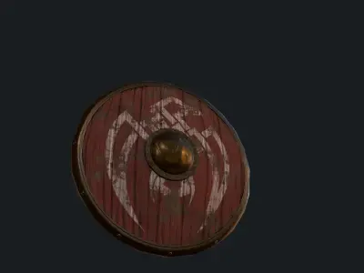 A BEAUTIFUL OLD WOODEN SHIELD Low-poly 3D model