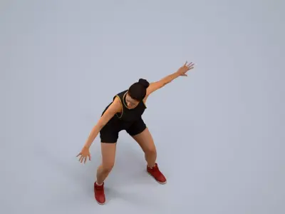 00568Nicole009 - Adult Caucasian woman crouching during 3D model