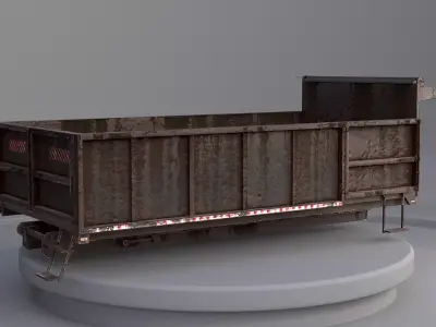 Landscape Rusted Dump Truck Body Low-poly 3D model