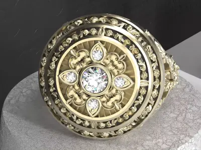 floral ring 3D print model
