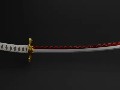 RED KATANA Low-poly 3D model