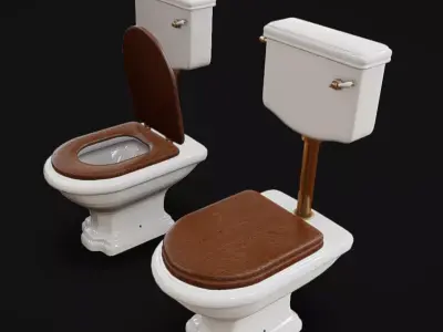 Vintage Toilet Low-poly 3D model