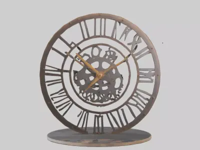 Industrial Style Wall Clock model Low-poly 3D model