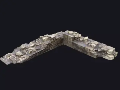 Game Ready Scanned Castle Ruins - Part of a Wall Low-poly 3D model
